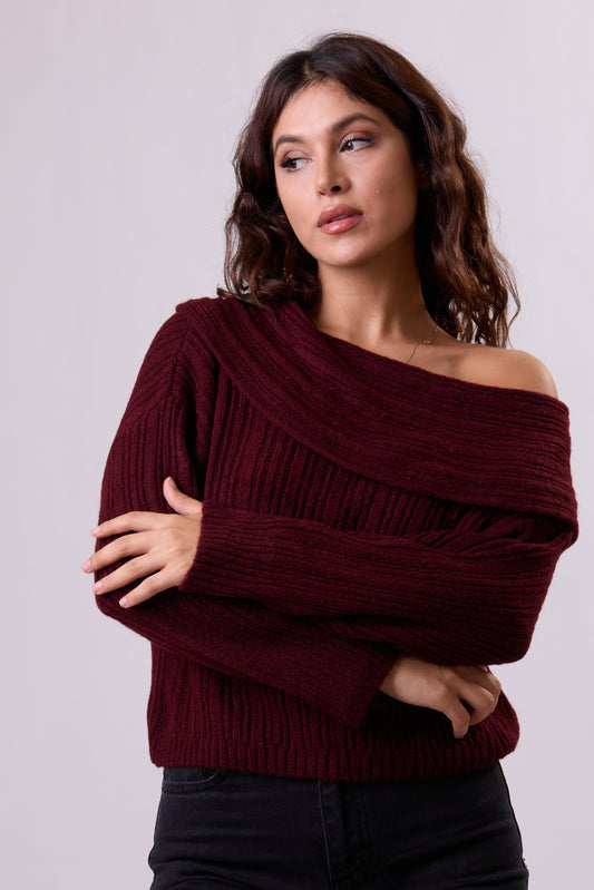 'Kiana' Off-shoulder knit Sweater