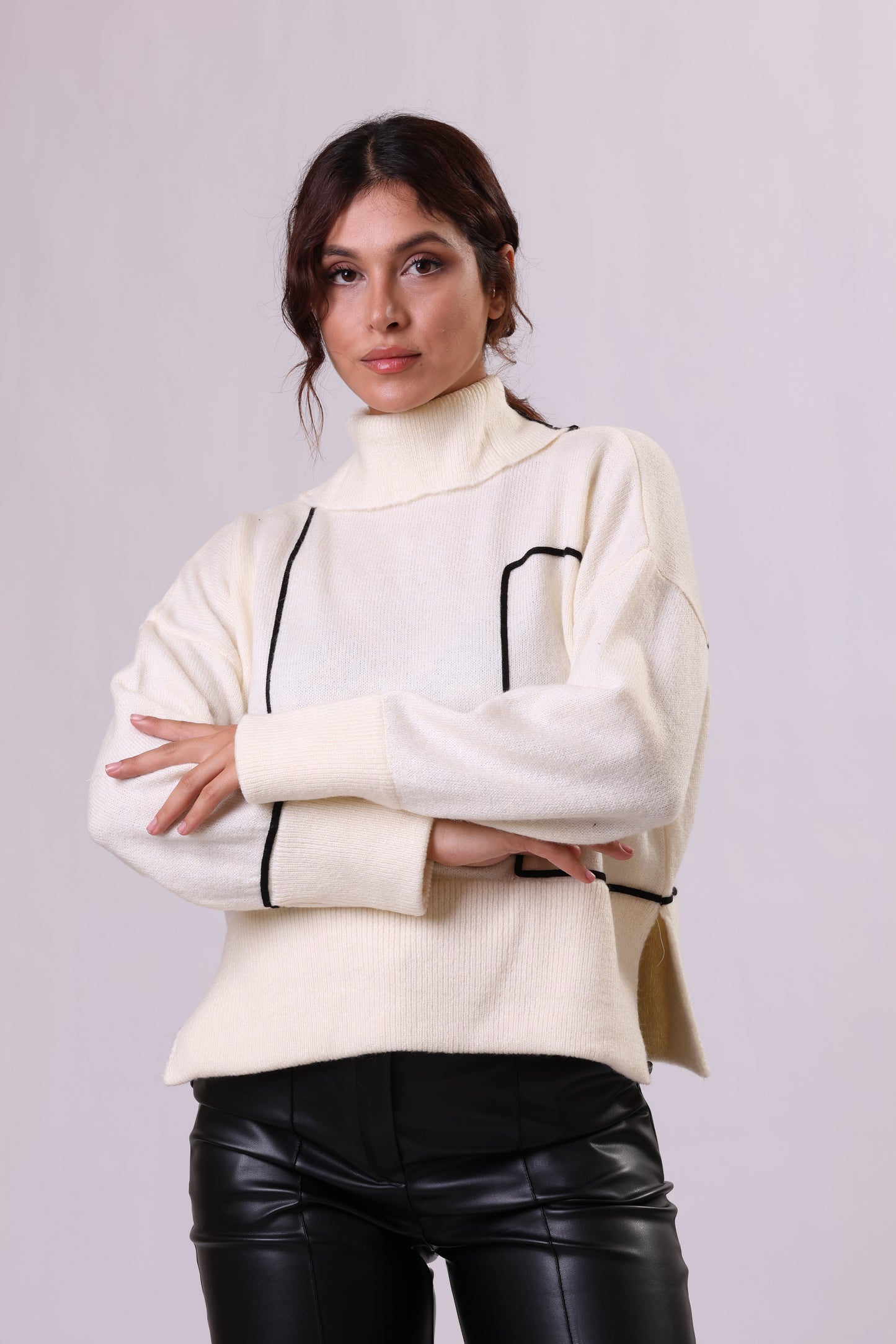 "Lena" Turtleneck Knit Sweater