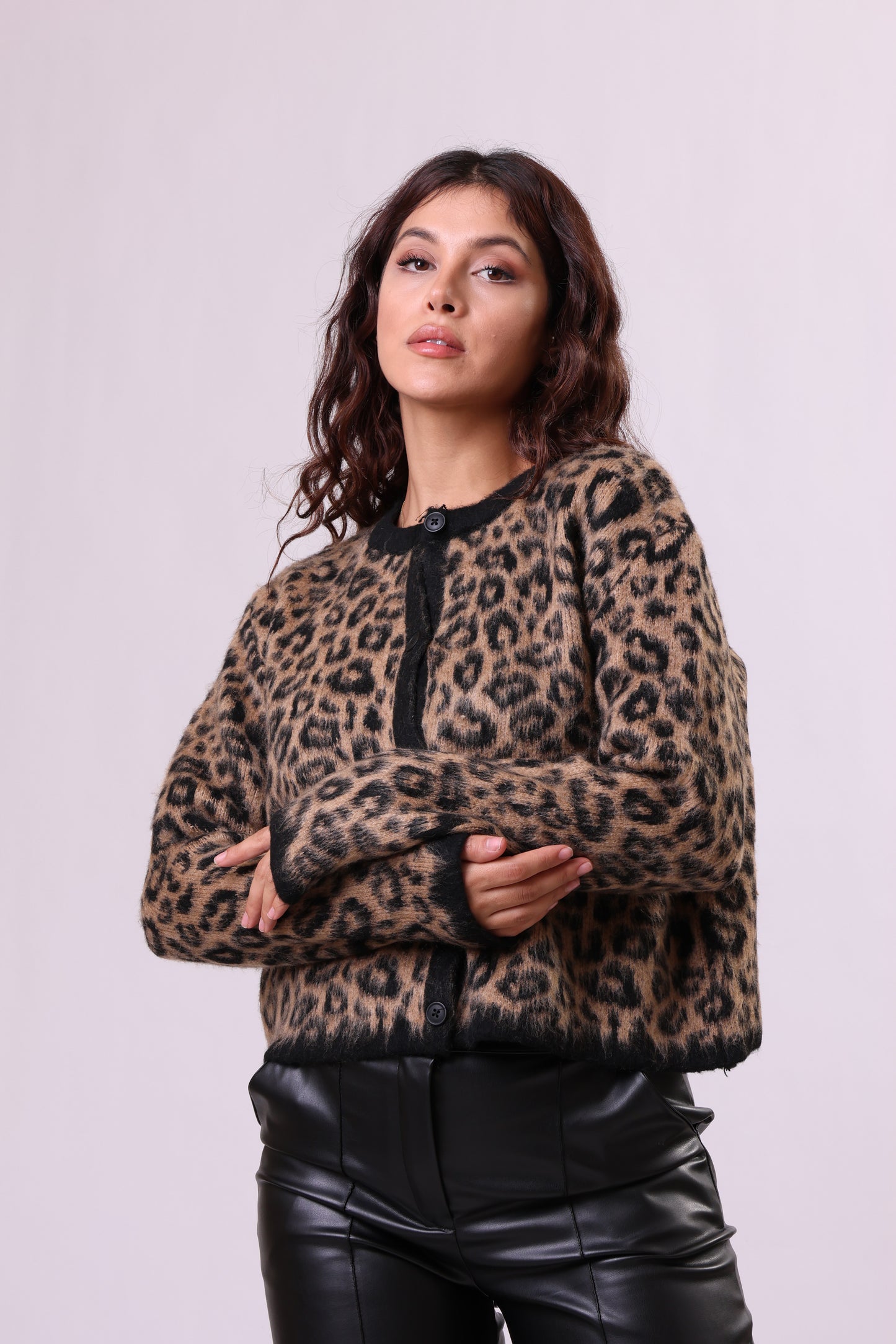 Animal Print JACQUARD Knit Cardigan