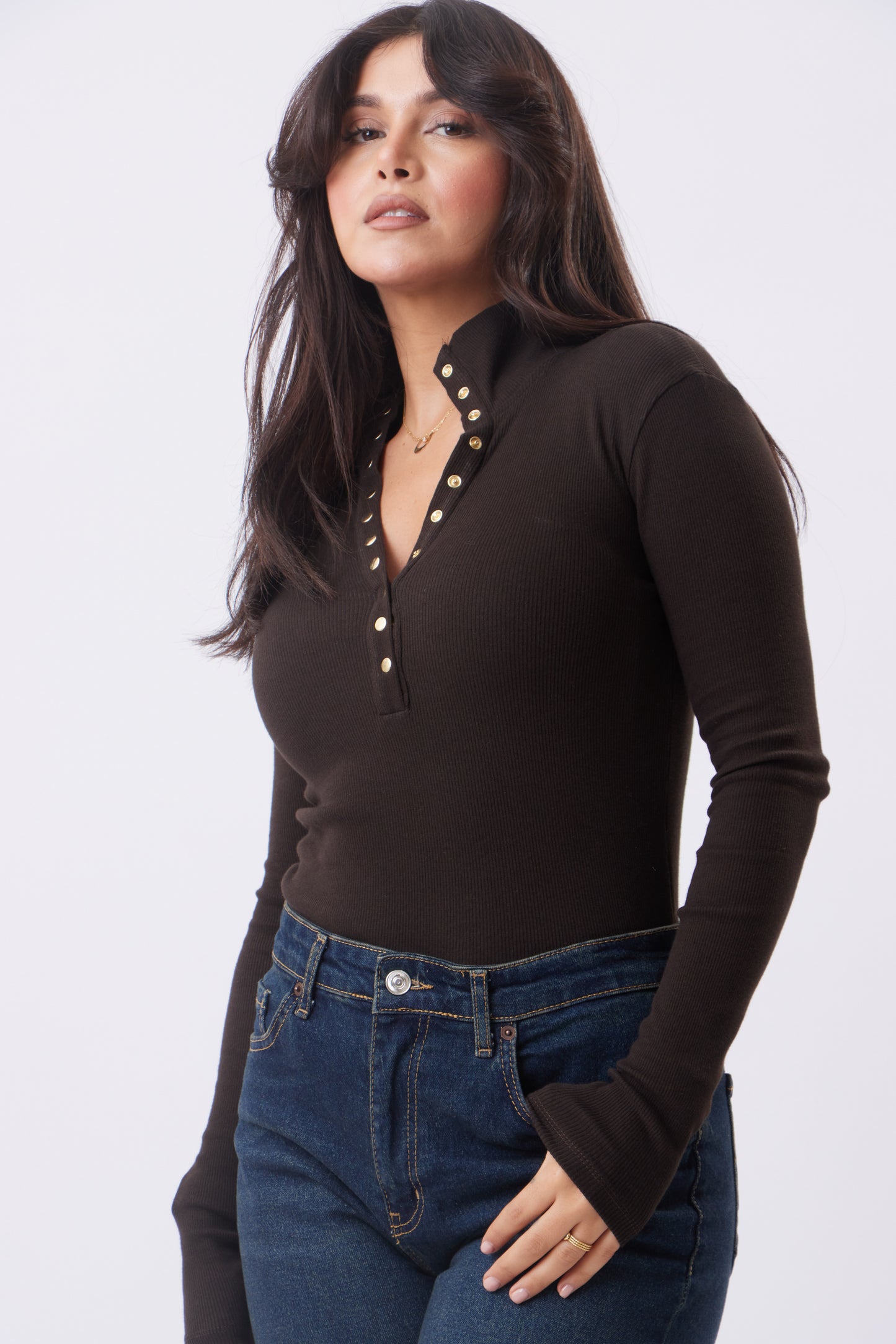 Muse Gold Buttoned Top