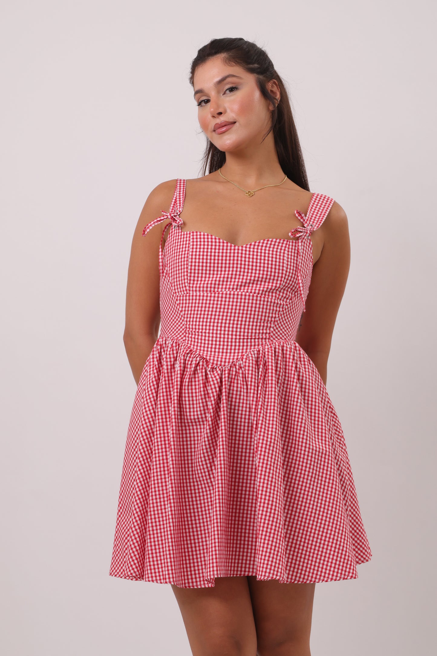 Gingham Tie-Strap Dress