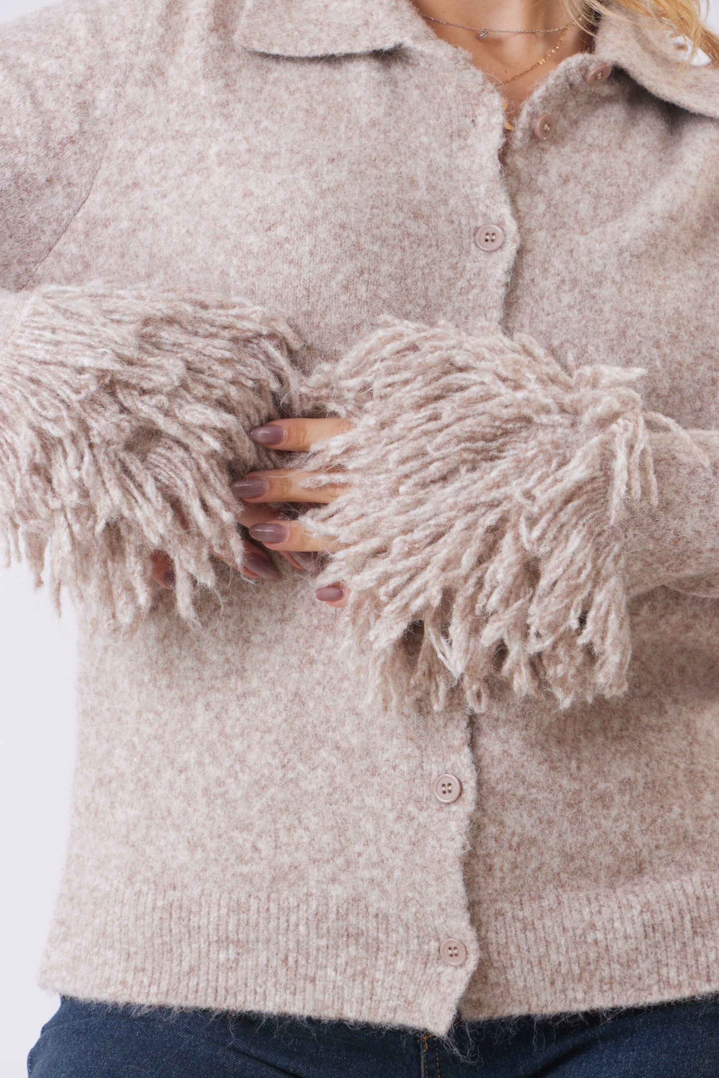 Fringe Cuff Knit