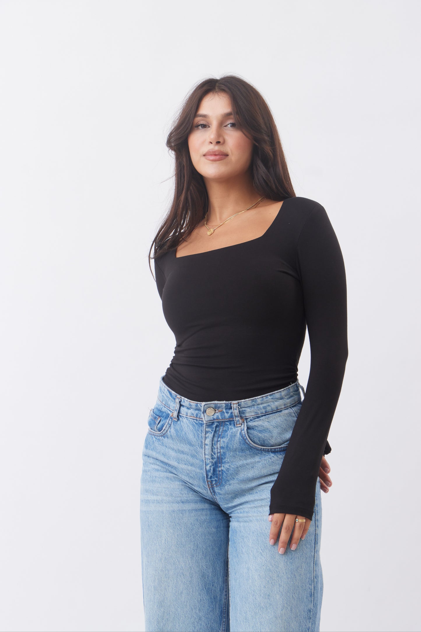 Square Neck side rushed Top