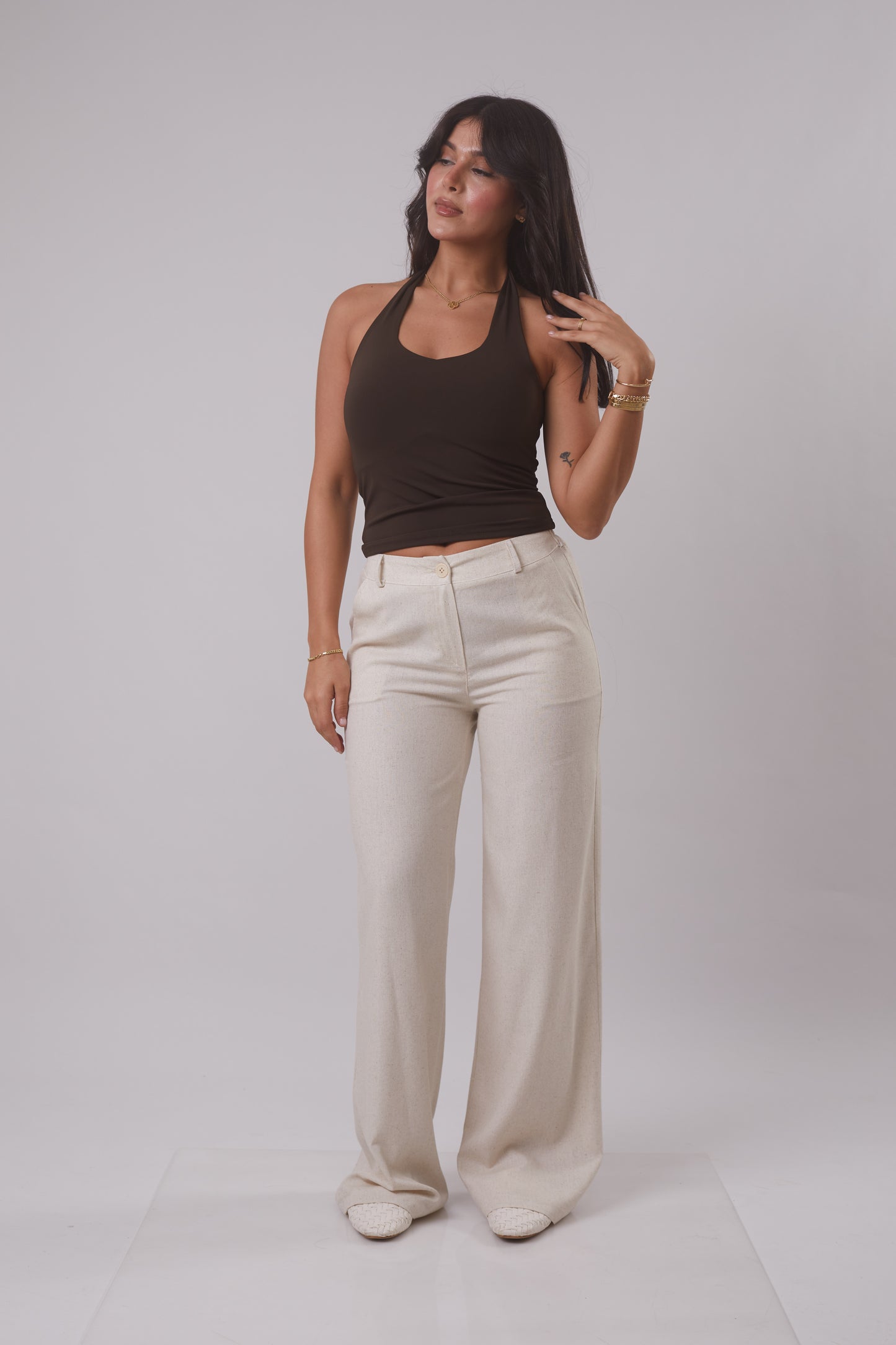 Linen Trouser with removable Scarf