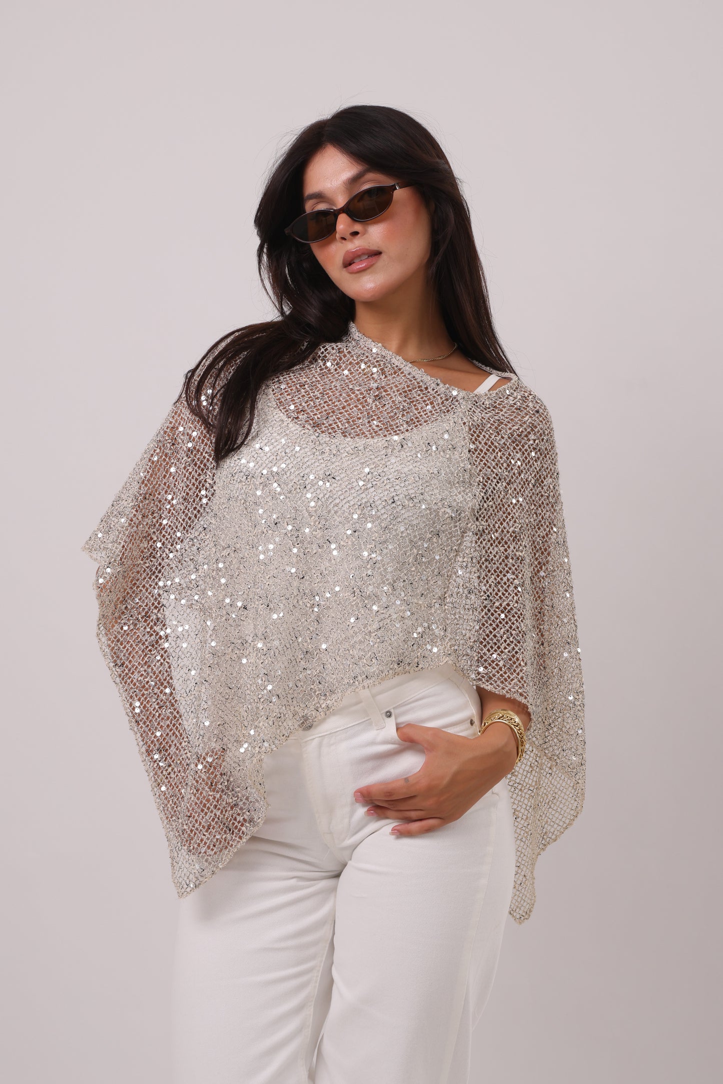Sequin Net Poncho