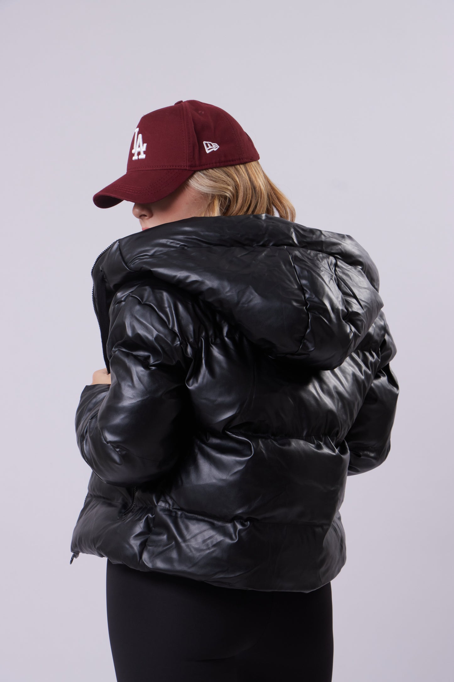 faux-Leather puffer jacket