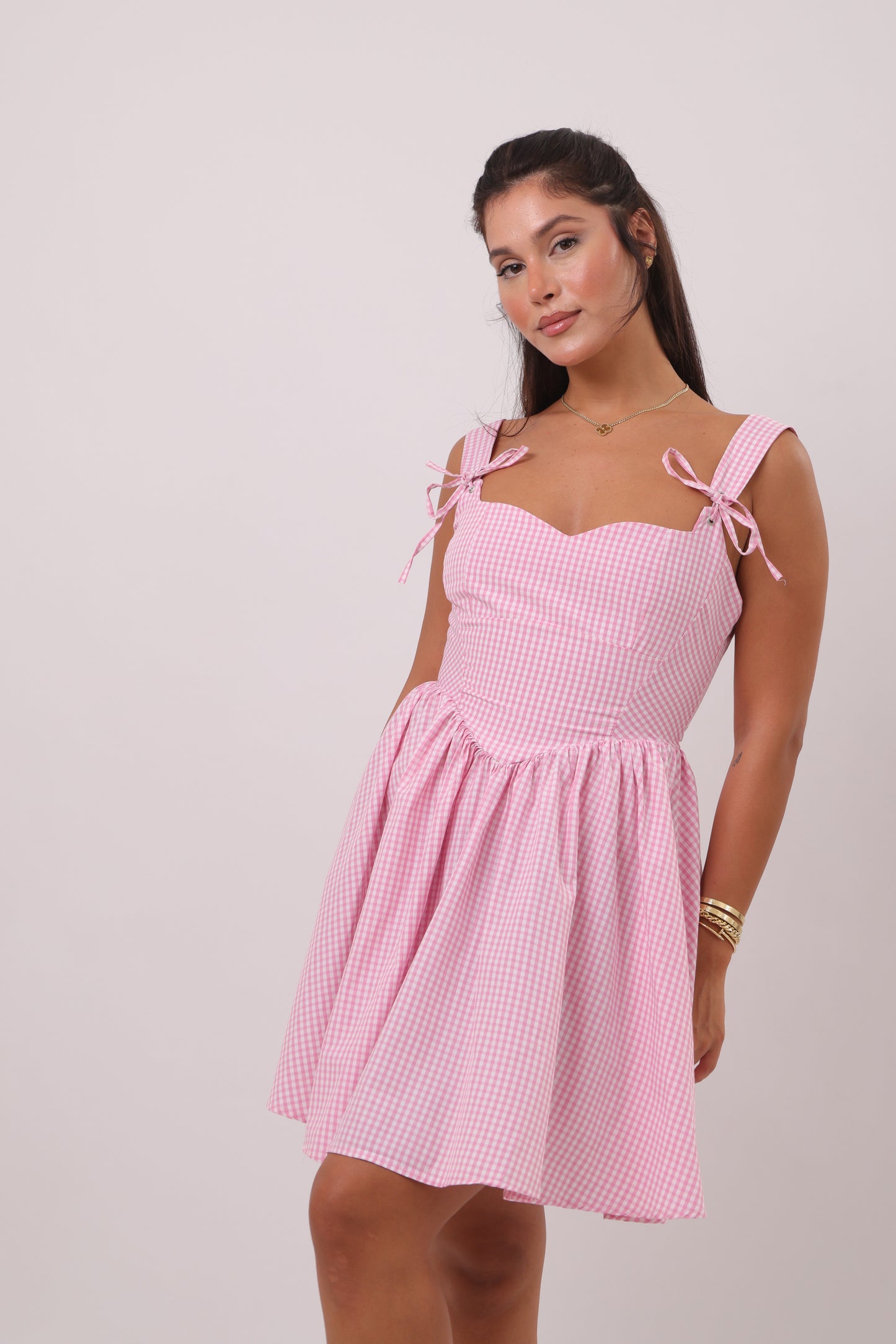 Gingham Tie-Strap Dress