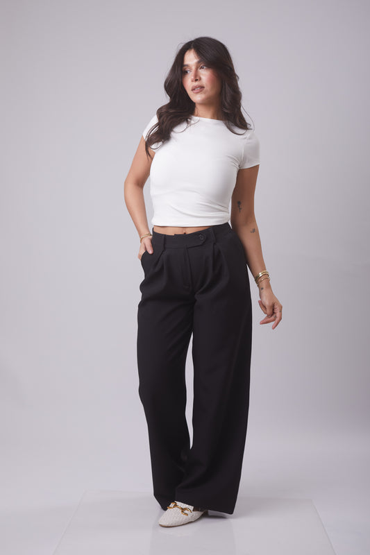 Signature pleated Wide-Leg Trouser