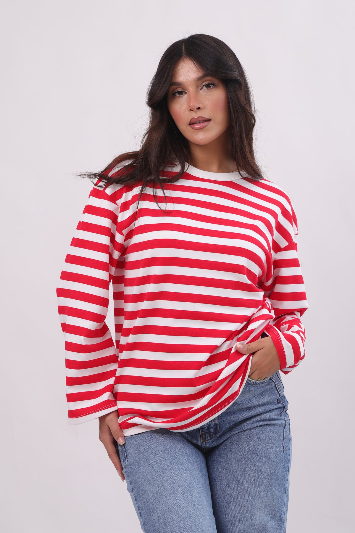 Red striped Oversized tee
