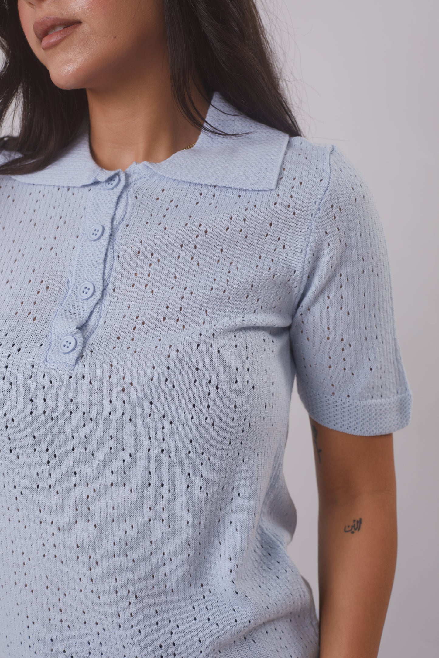 Pointelle knit Polo
