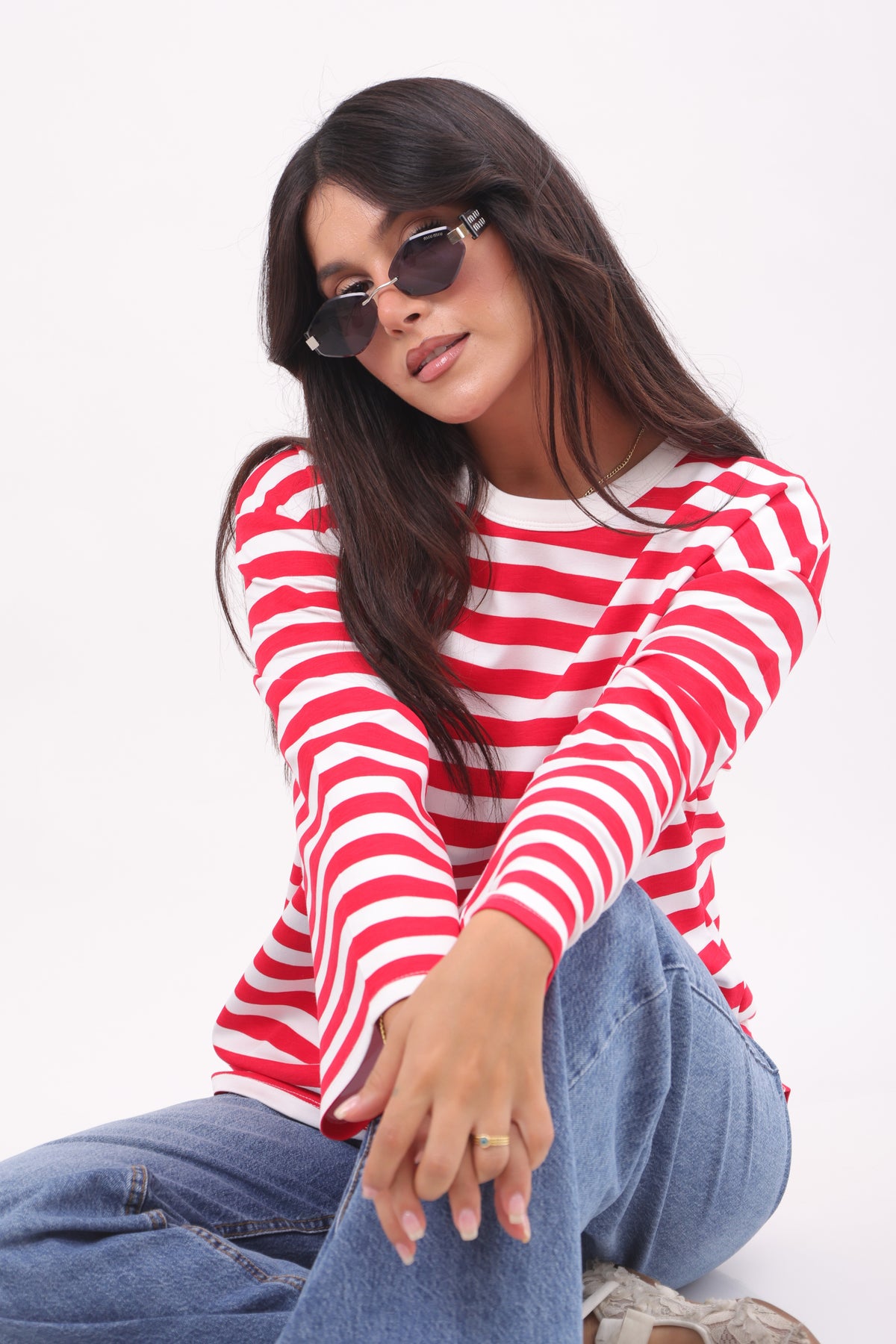 Red striped Oversized tee
