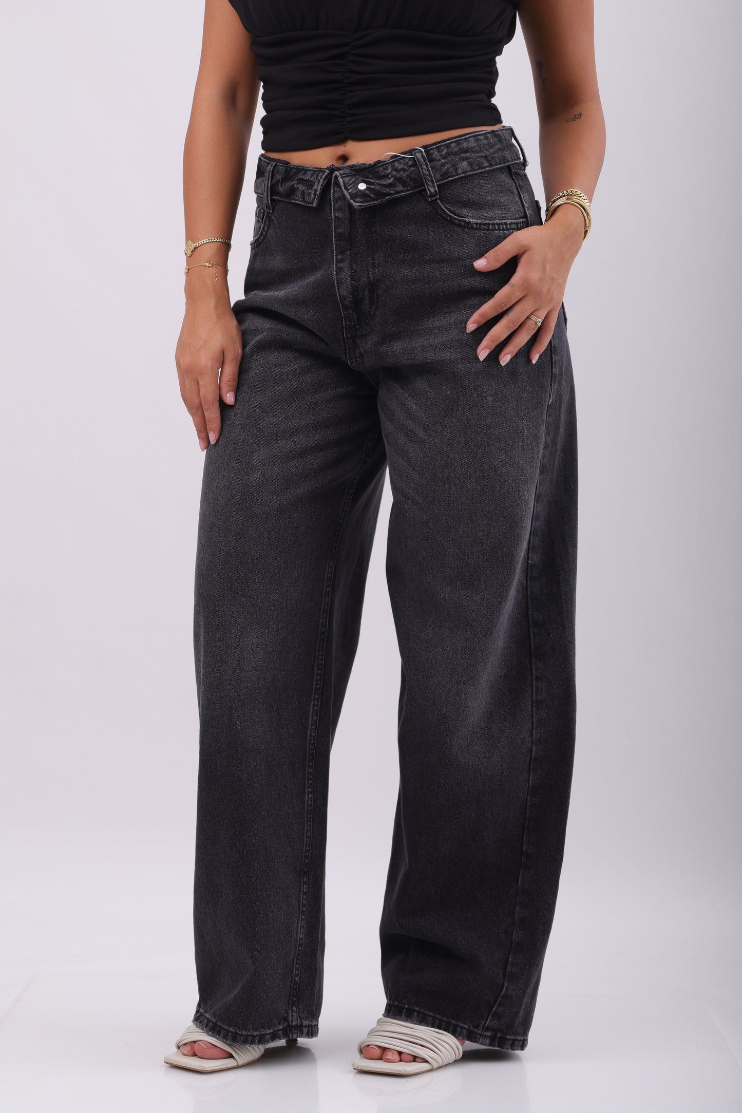 Charcoal wide-leg Denim