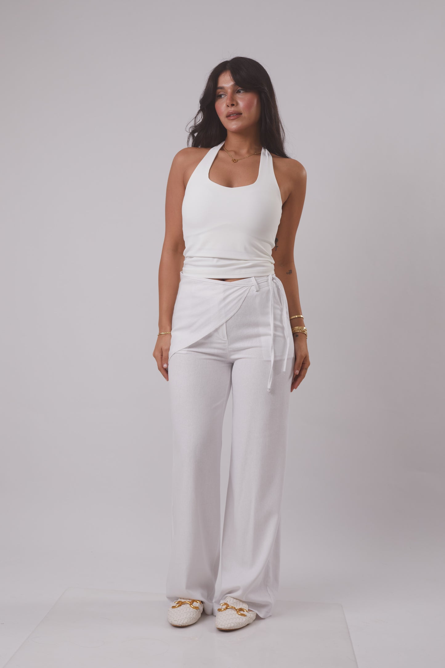 Linen Trouser with removable Scarf