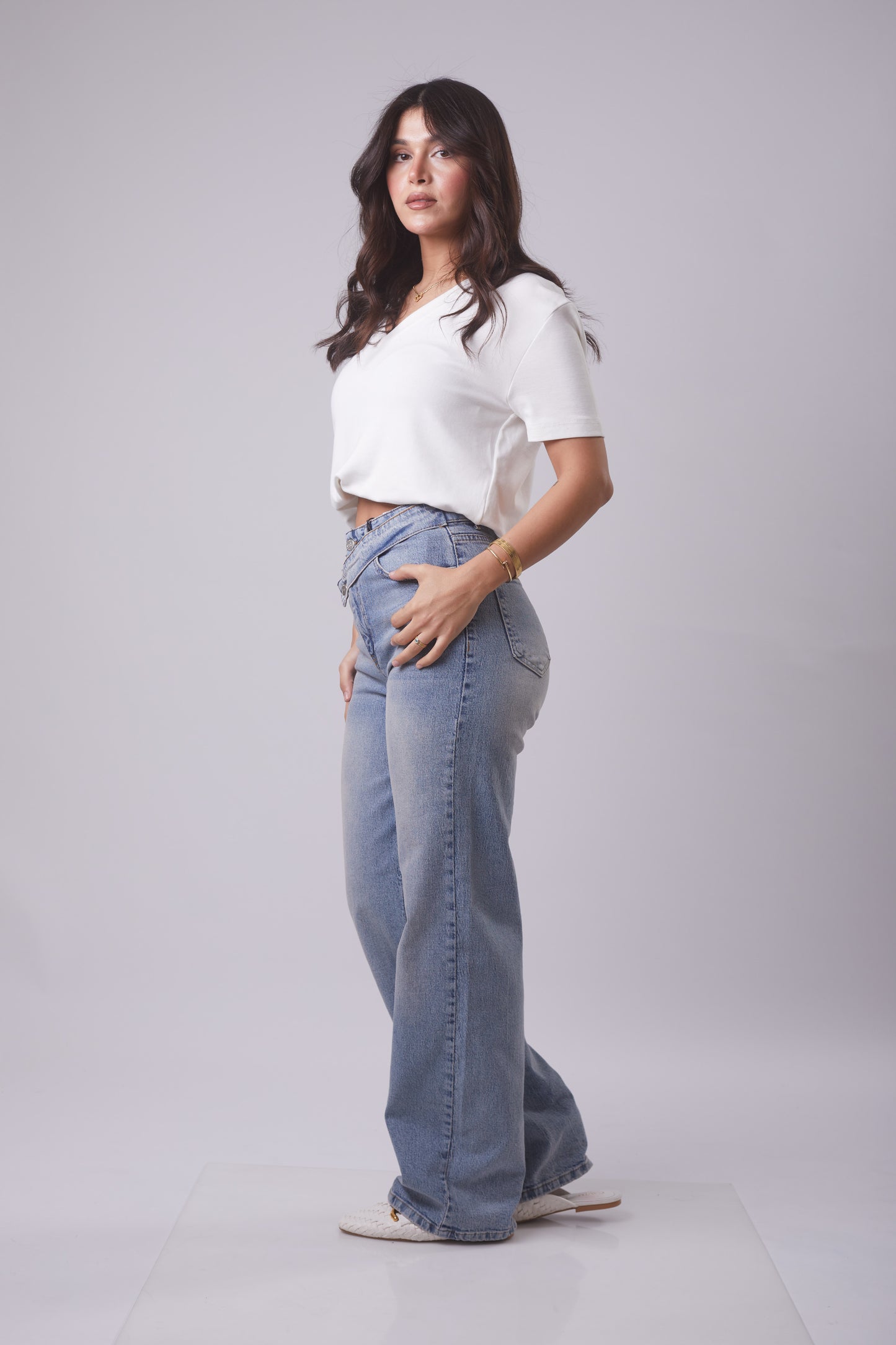 Wrap Waist Straight Leg jeans