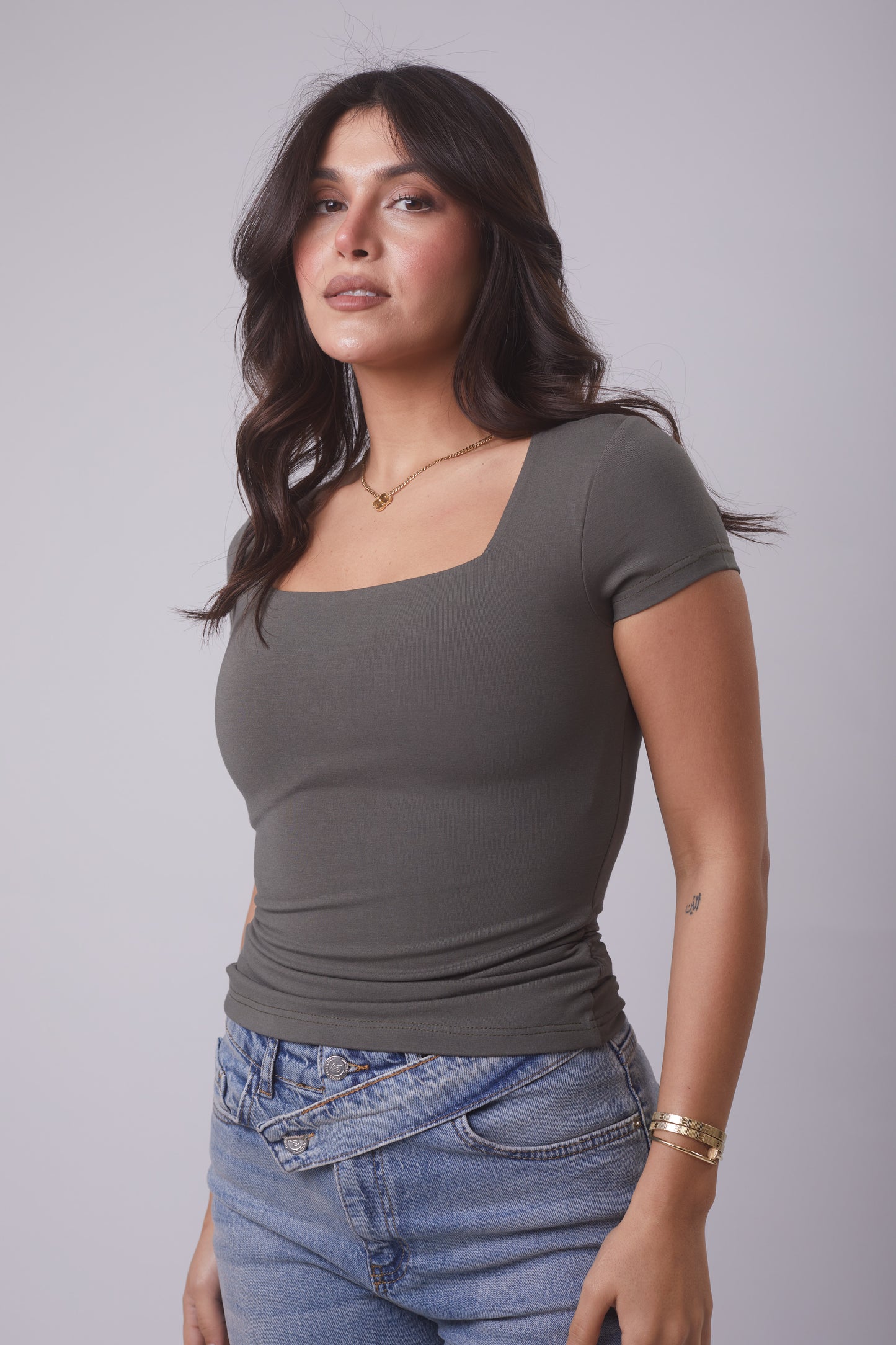 Square neck- Waist Define Basic