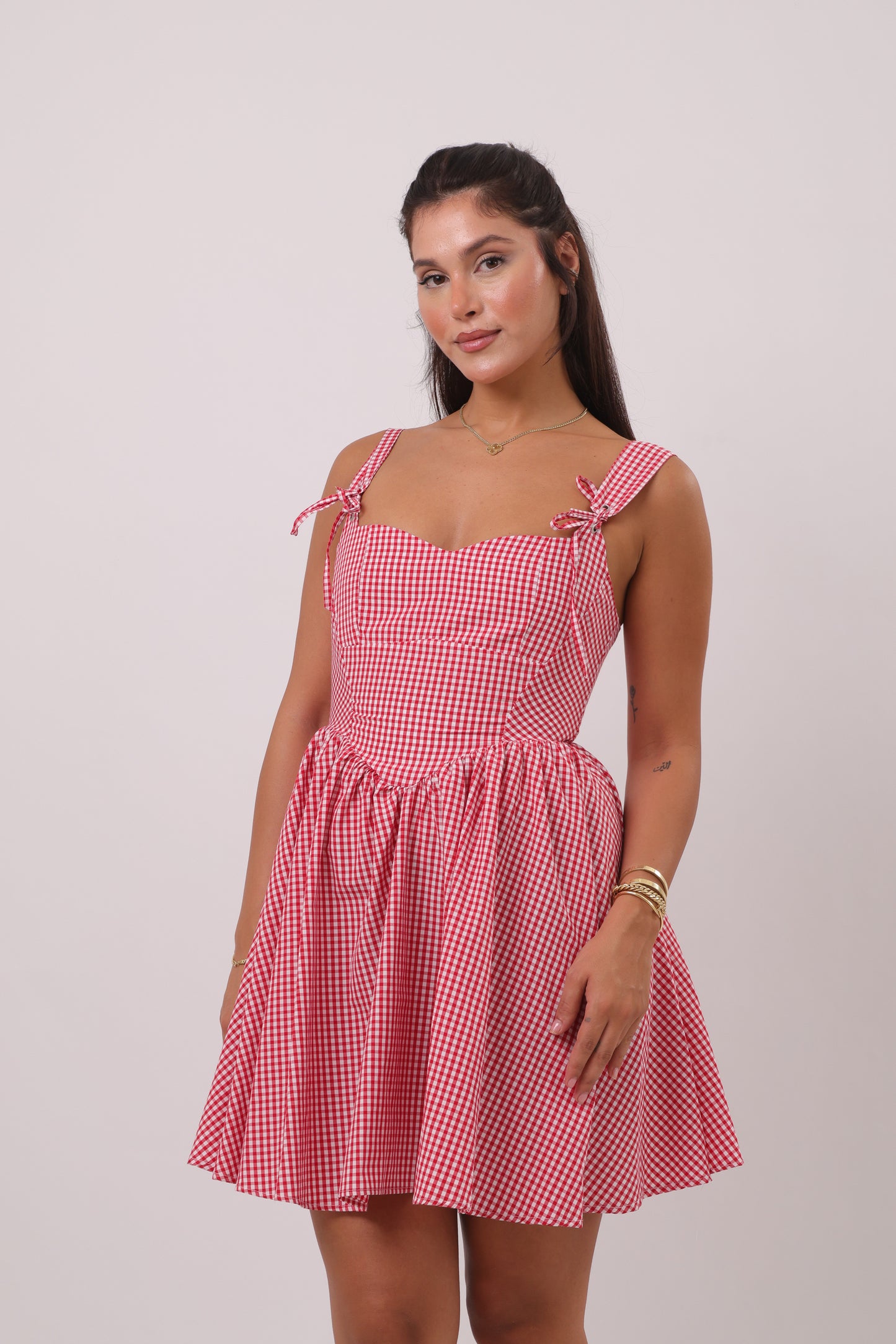 Gingham Tie-Strap Dress
