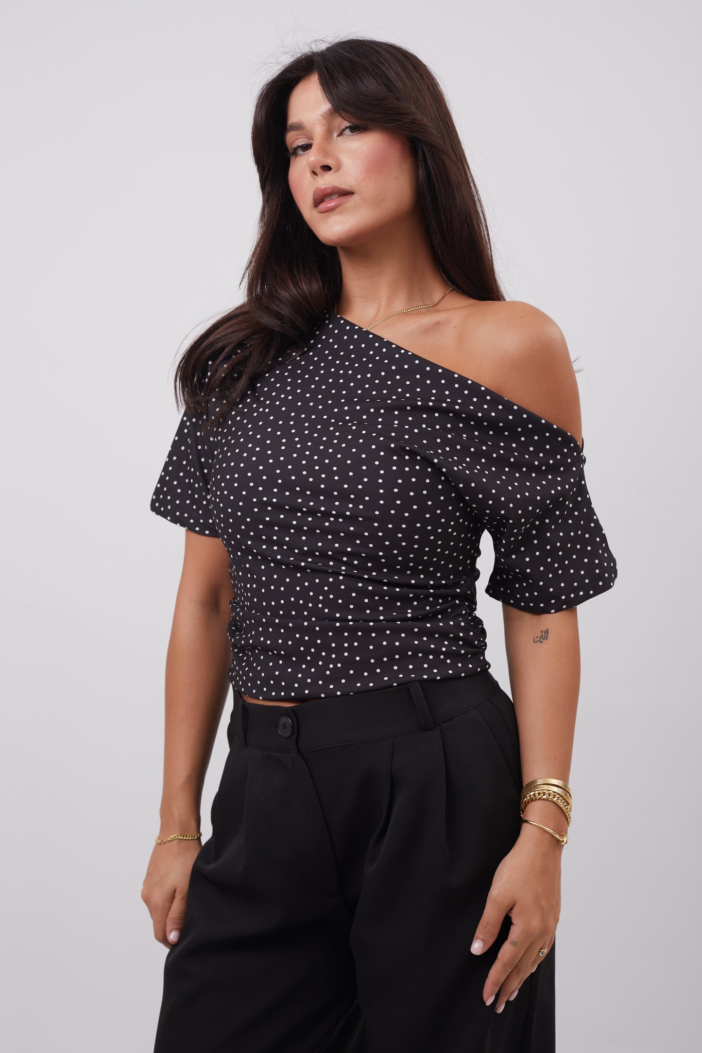 Polka Dot Asymmetrical Top