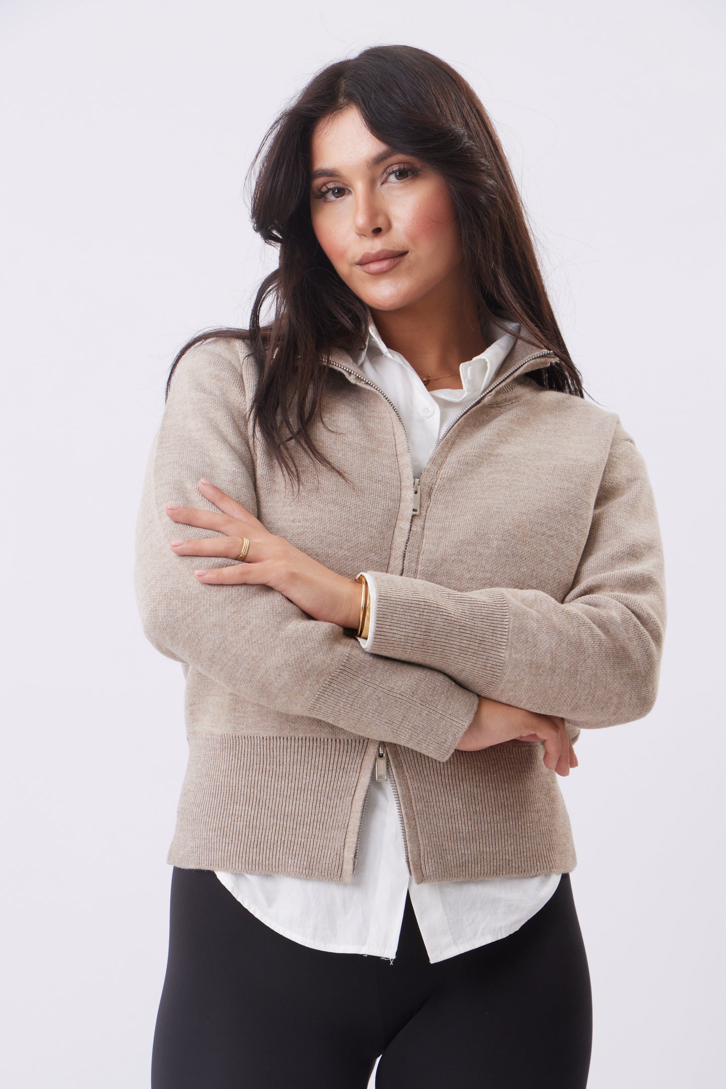 Dual-Zip knit jacket