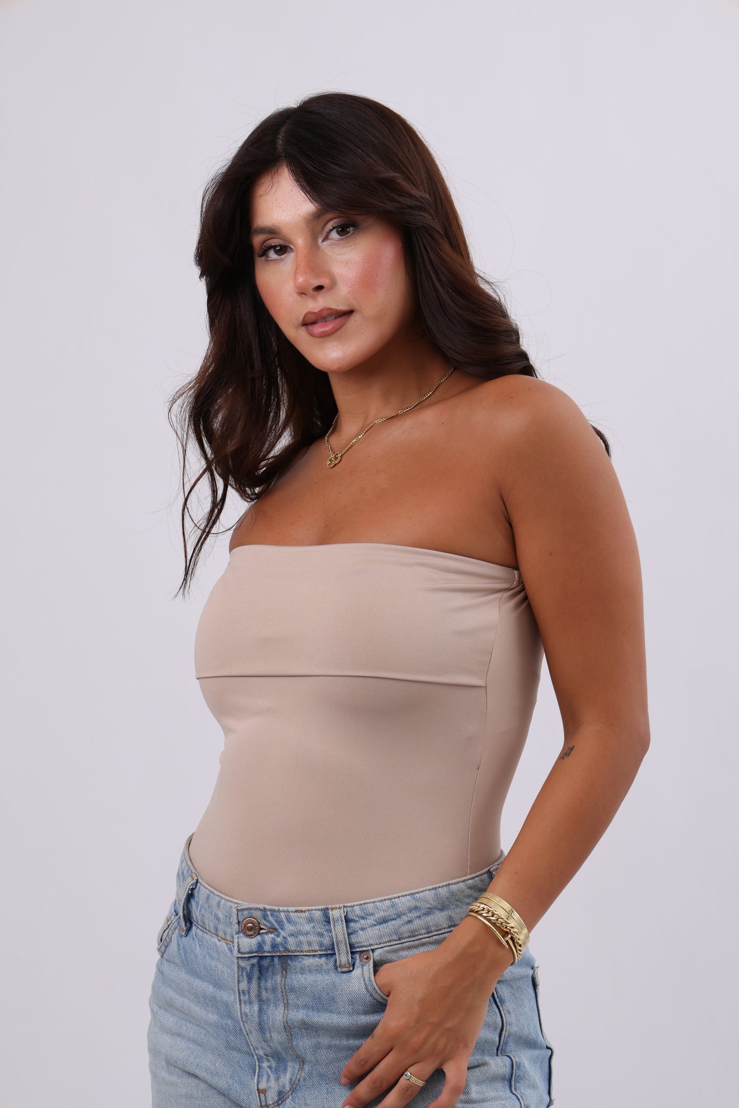 Fold-Over Strapless Top