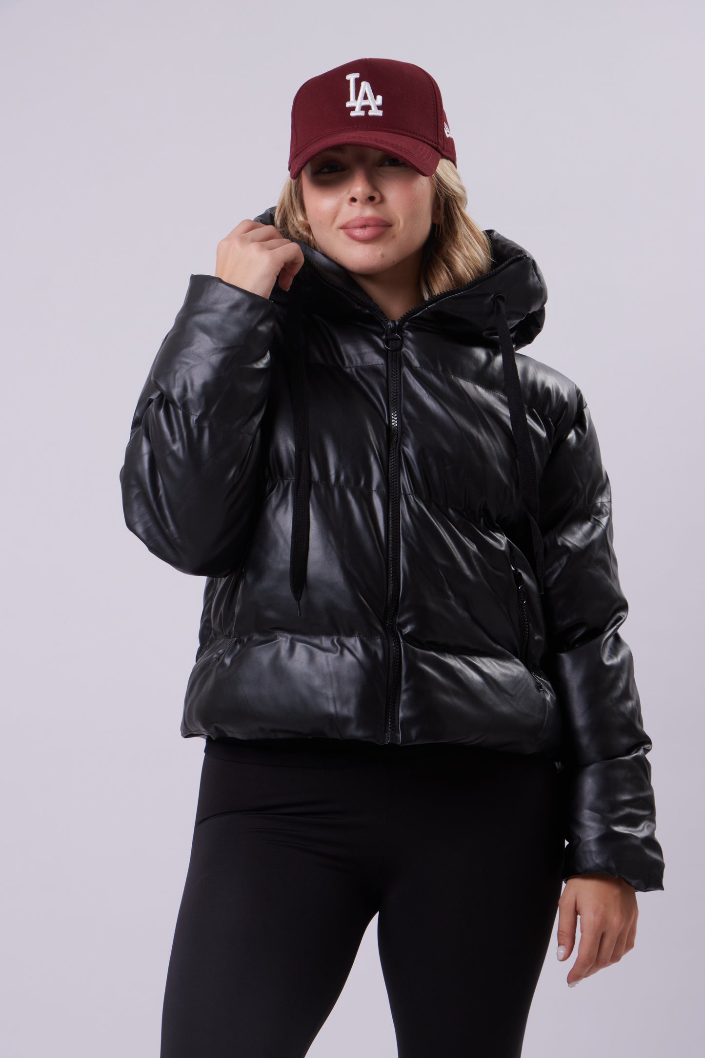 faux-Leather puffer jacket