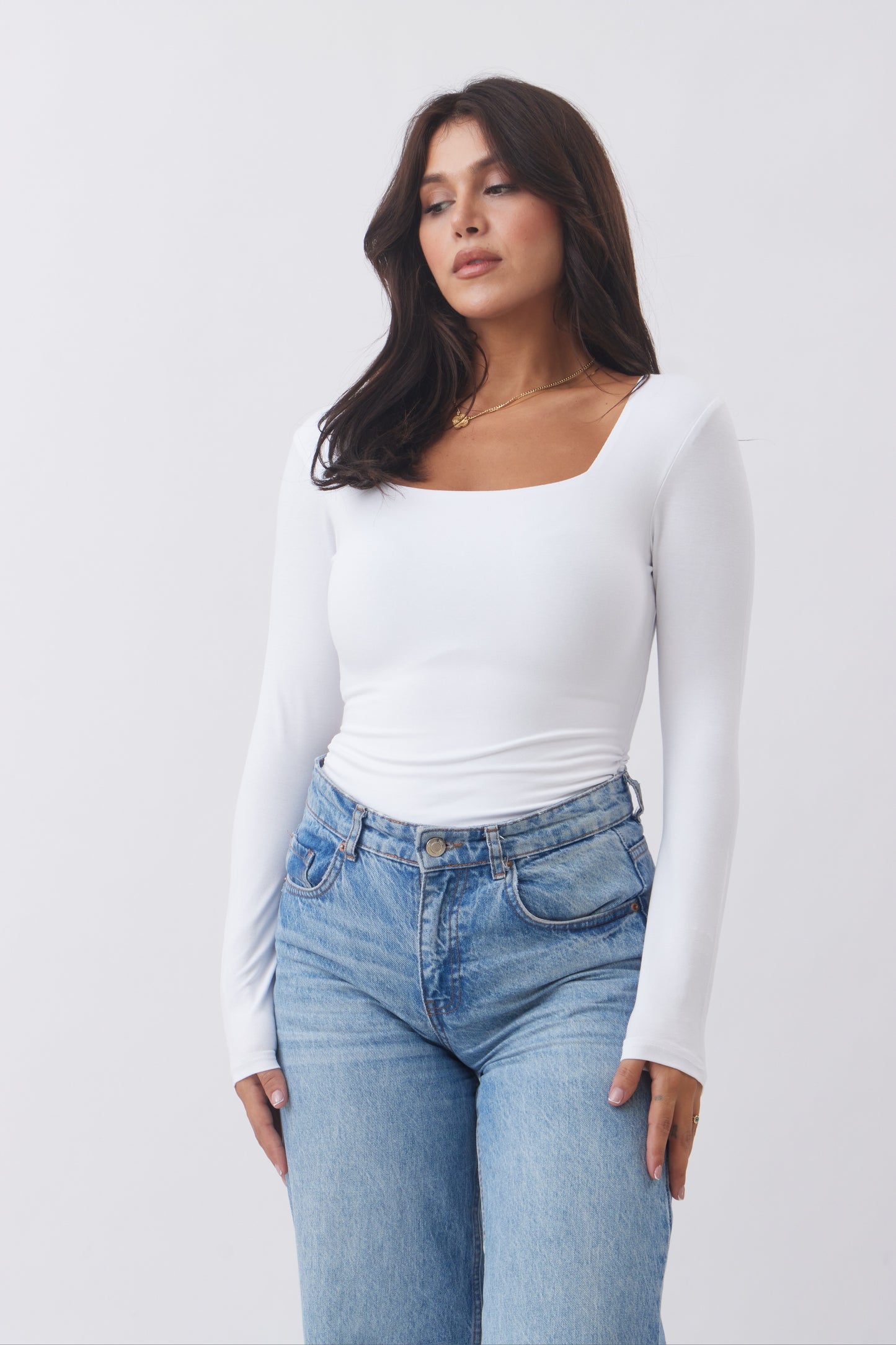 Square Neck side rushed Top