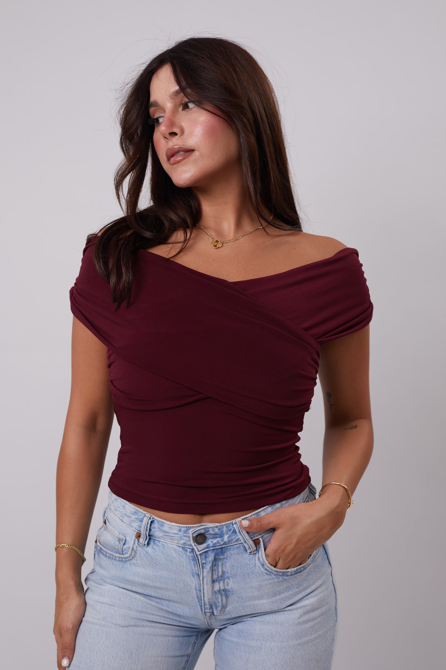 Off-Shoulder Crossover Top
