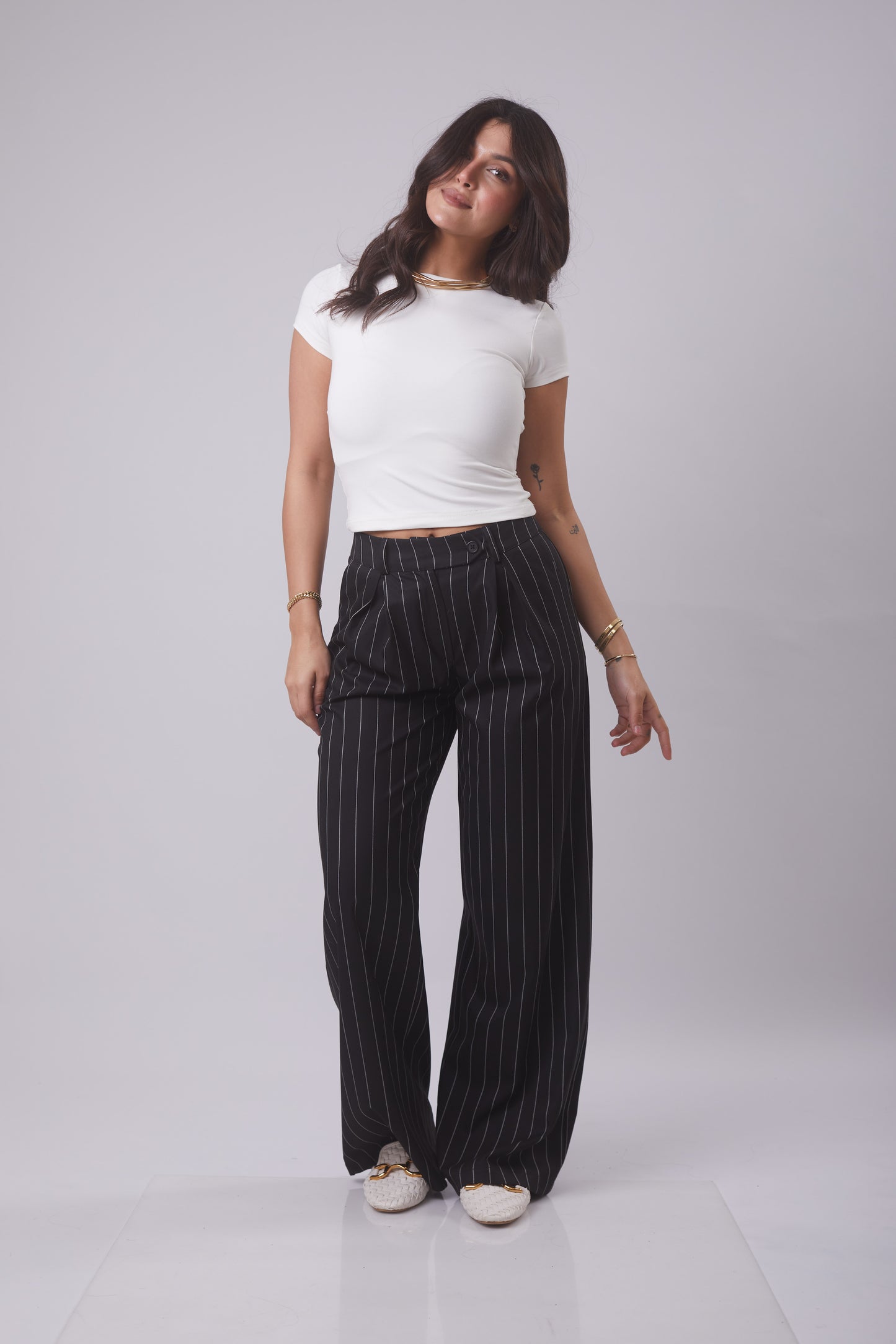 Signature pleated Wide-Leg Trouser