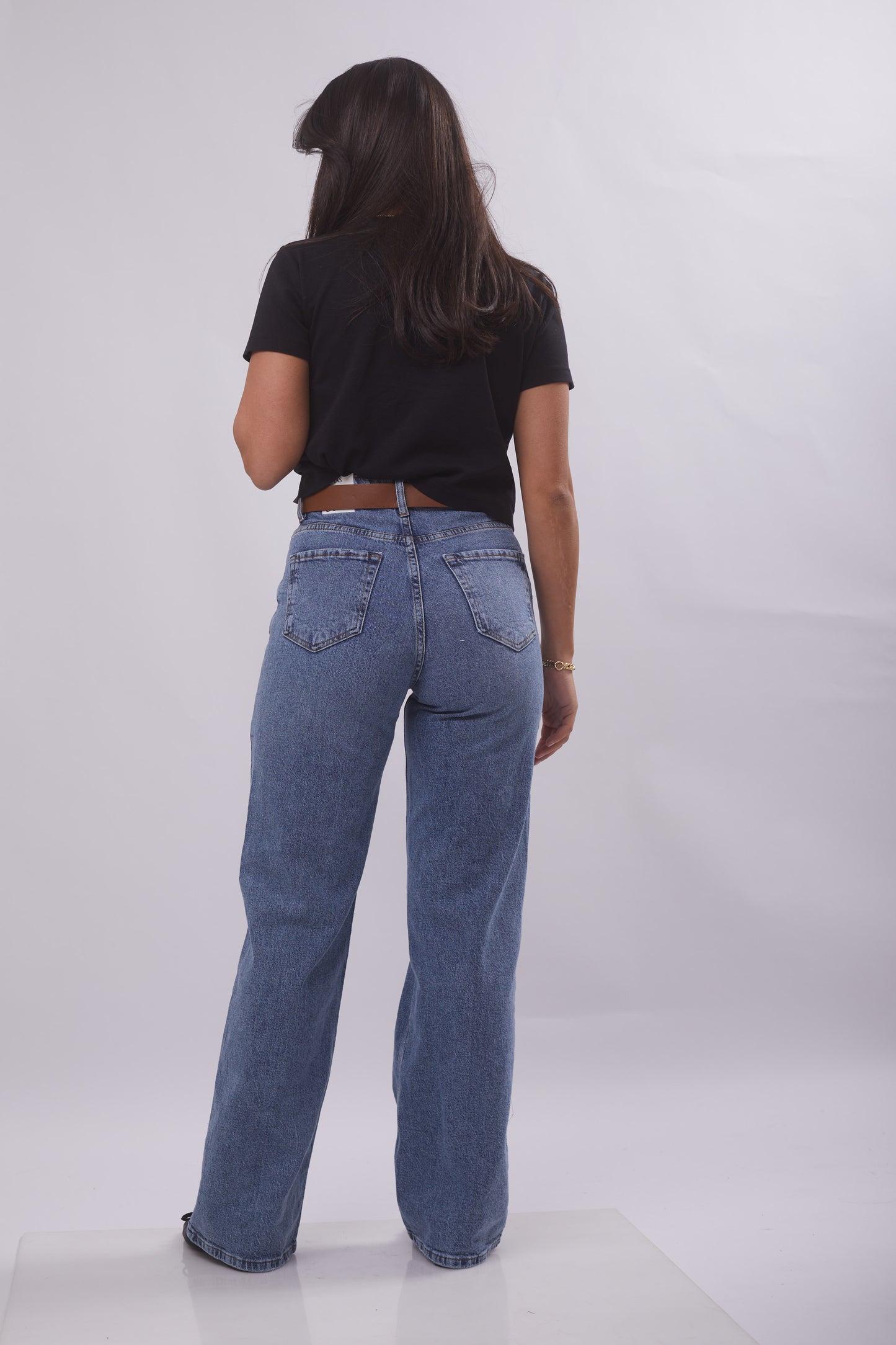 Mid Blue Straight Denim ( With belt)