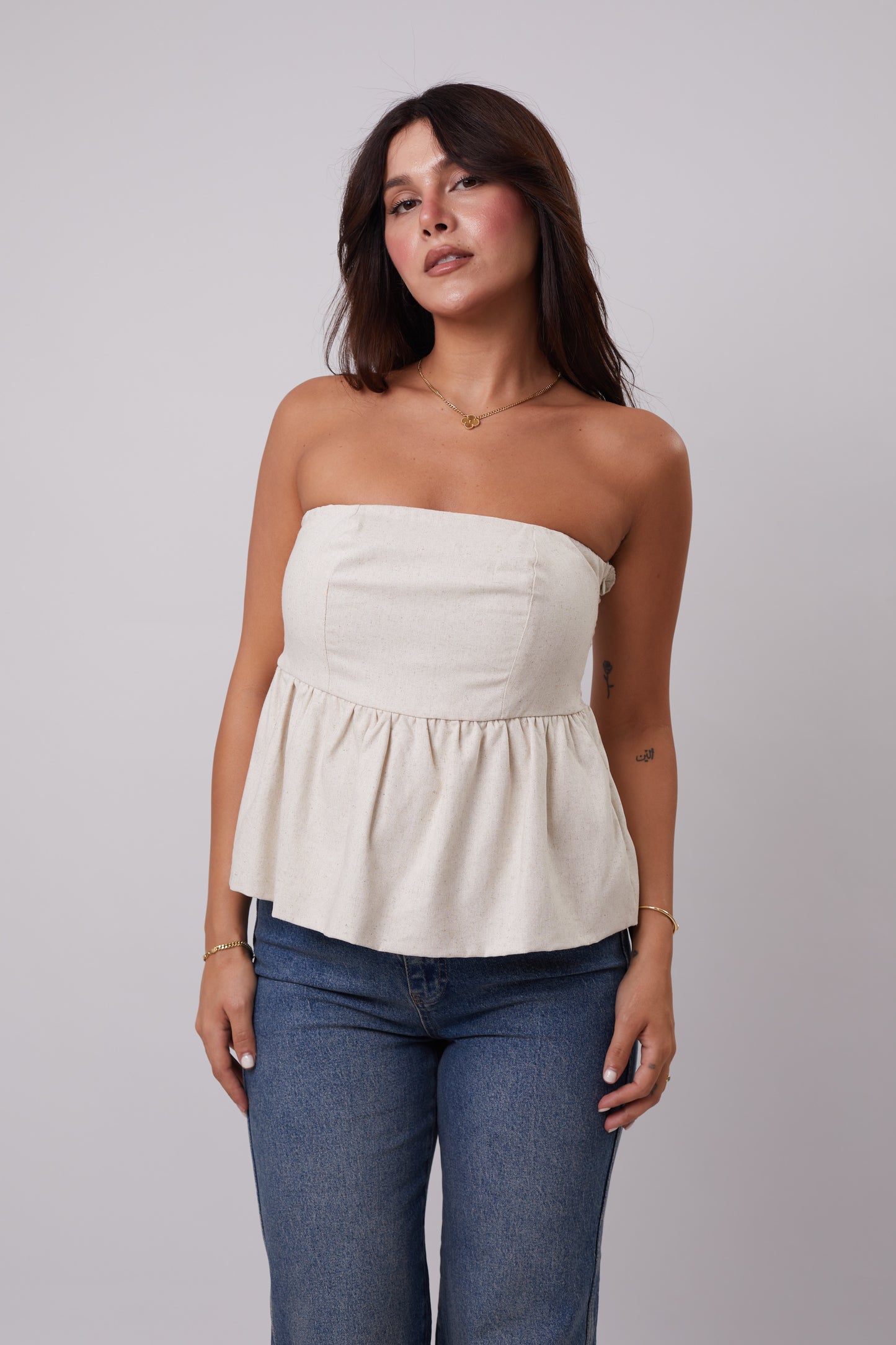 Strapless Linen Top