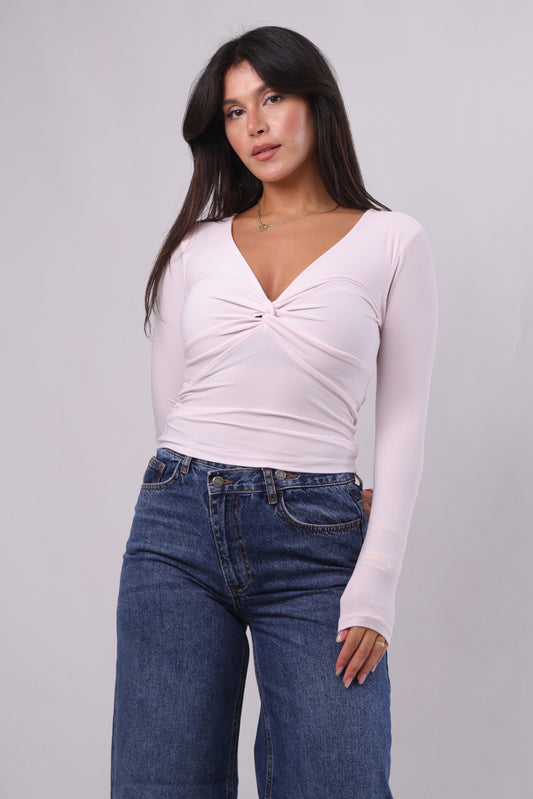 Twisted v-neckline top