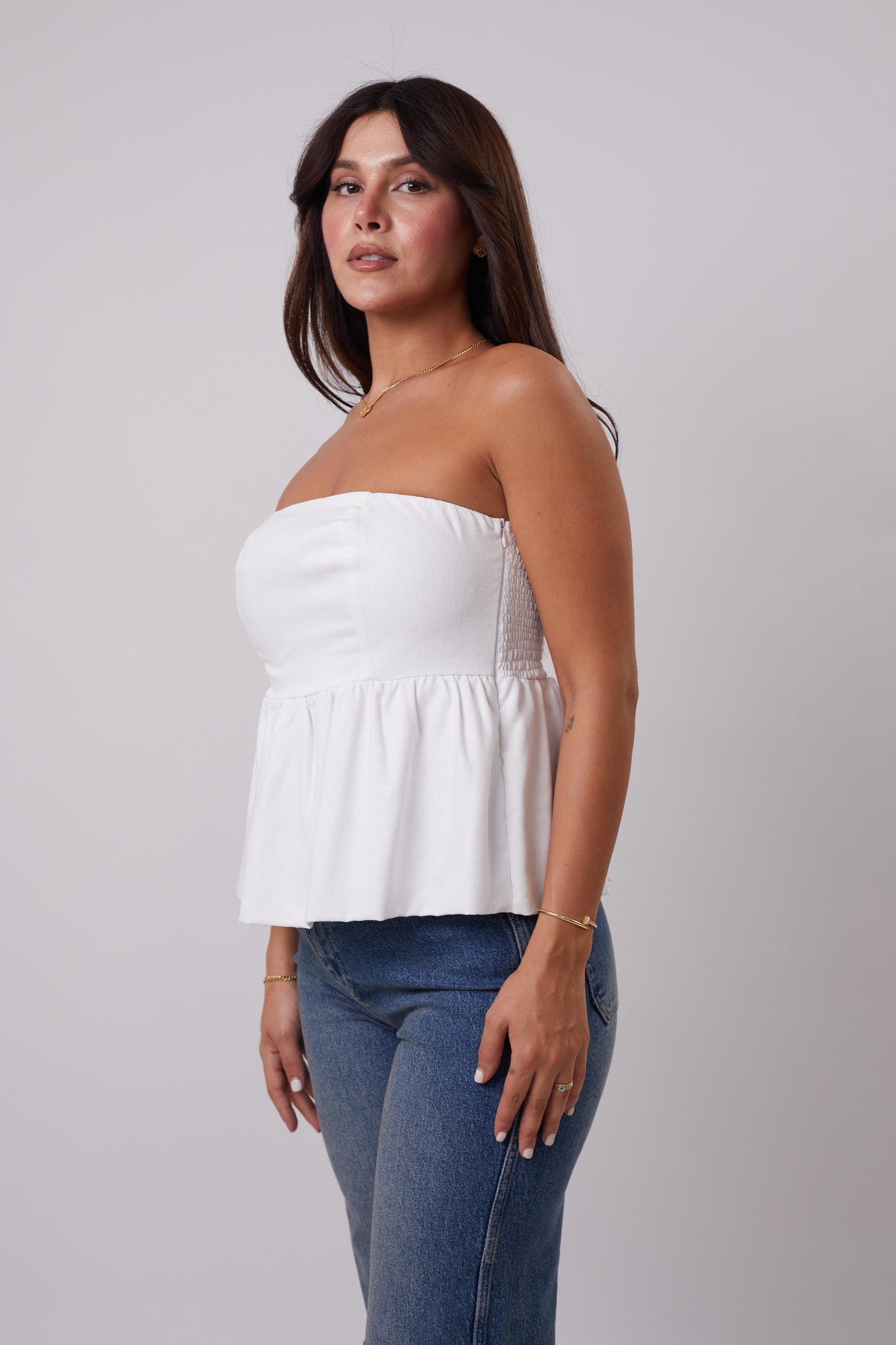 Strapless Linen Top