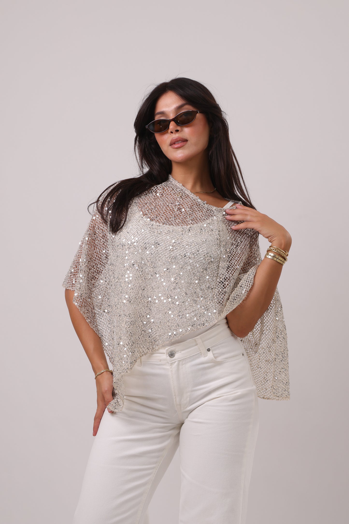 Sequin Net Poncho