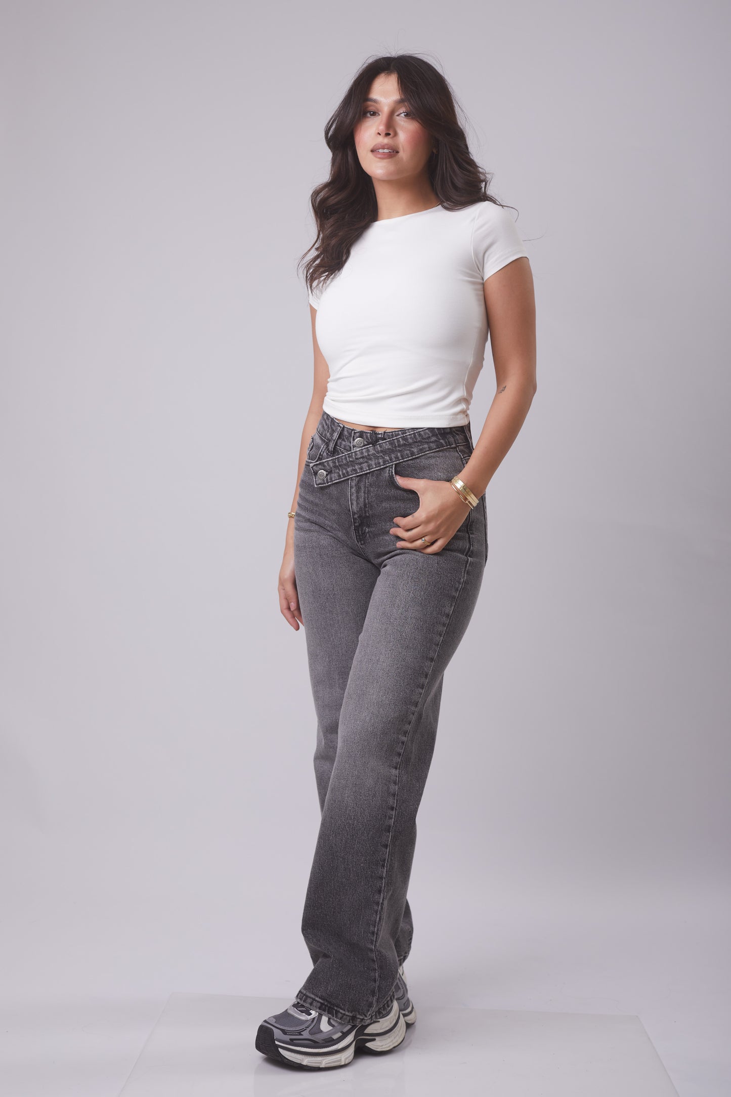 Wrap Waist Straight Leg jeans