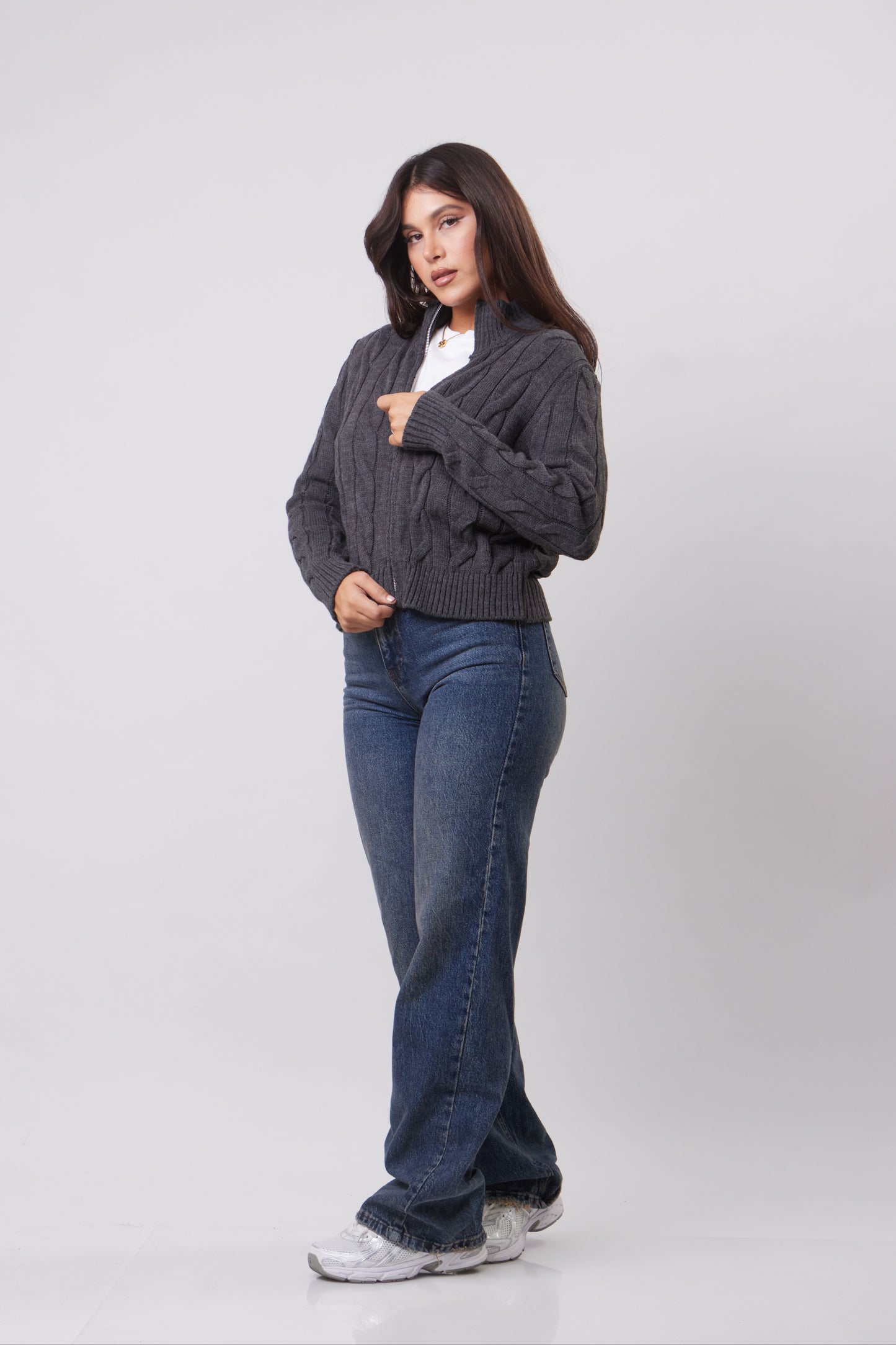 Zipper Knitted Sweater