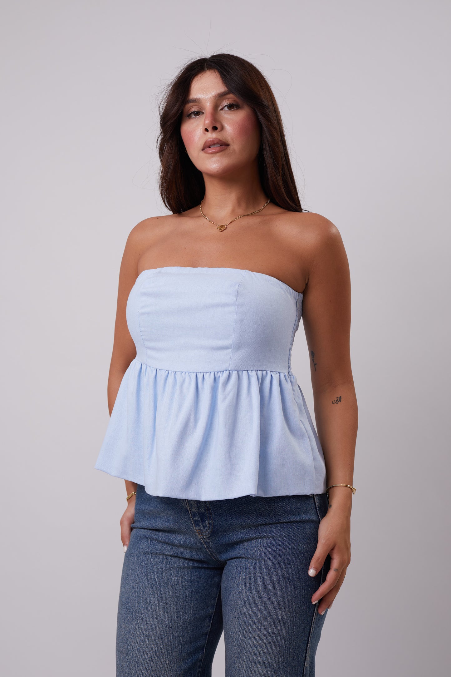 Strapless Linen Top