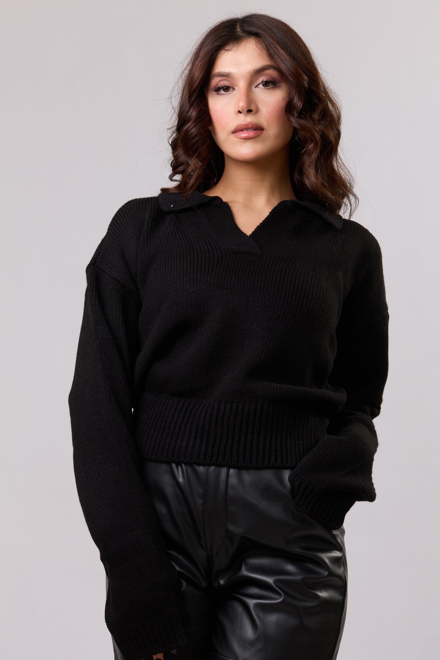 Knitted "Polo-Neck" Sweater.